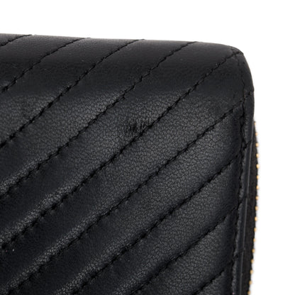 Chanel Black Chevron Calfskin Leather Classic Zipped Coin Purse