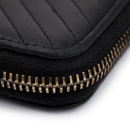 Chanel Black Chevron Calfskin Leather Classic Zipped Coin Purse