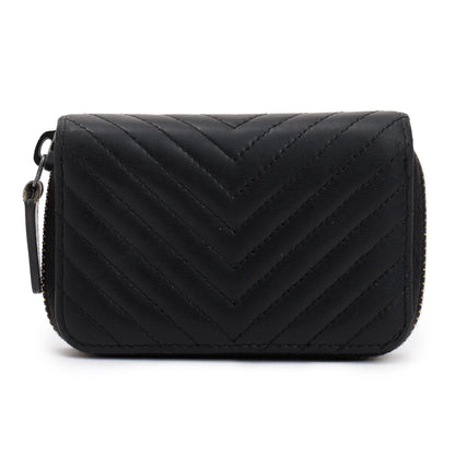Chanel Black Chevron Calfskin Leather Classic Zipped Coin Purse