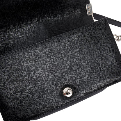Chanel Black Chevron Caviar Medium Boy Bag