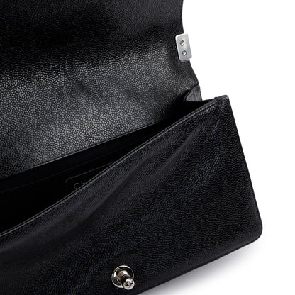 Chanel Black Chevron Caviar Medium Boy Bag