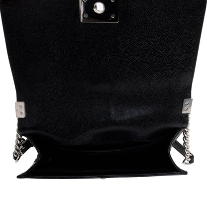 Chanel Black Chevron Caviar Medium Boy Bag