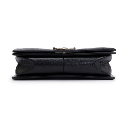 Chanel Black Chevron Caviar Medium Boy Bag