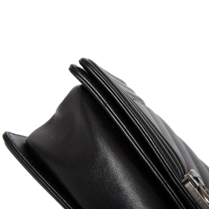 Chanel Black Chevron Lambskin Medium Boy Bag