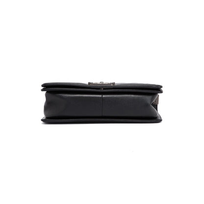 Chanel Black Chevron Lambskin Medium Boy Bag