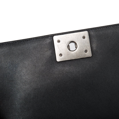 Chanel Black Chevron Lambskin Medium Boy Bag
