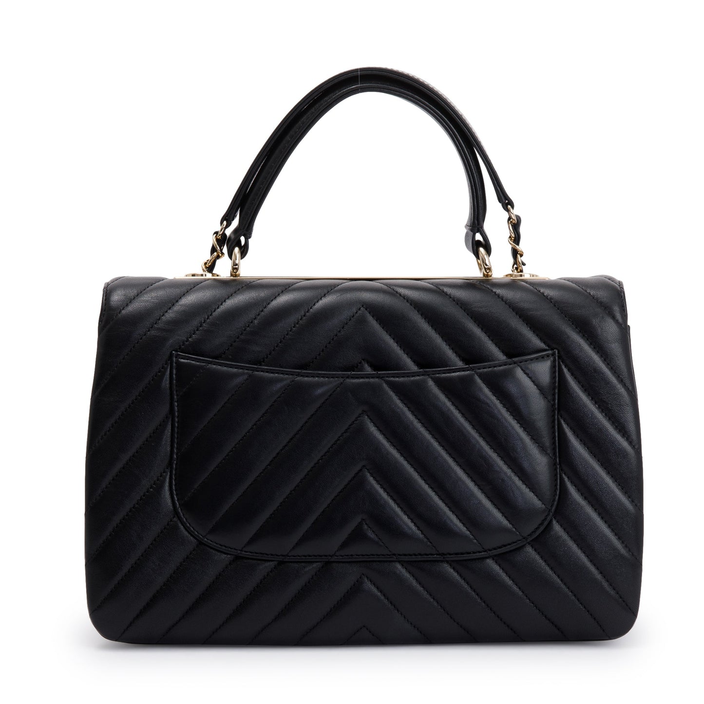 Chanel Black Chevron Lambskin Trendy CC Medium Top Handle Flap Bag