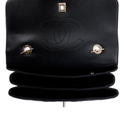 Chanel Black Chevron Lambskin Trendy CC Medium Top Handle Flap Bag
