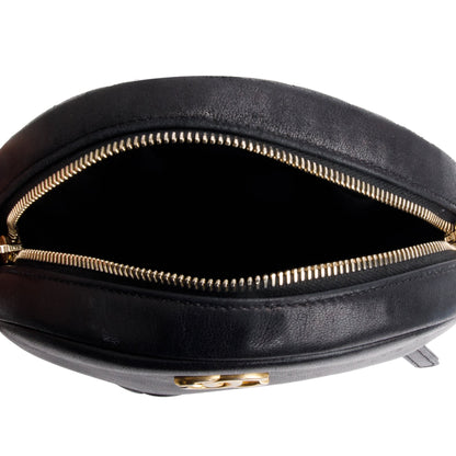 Chanel Black Chevron Leather Round as Earth Crossbody Bag