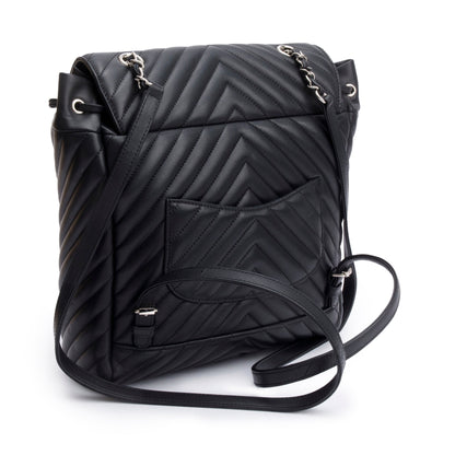 Chanel Black Chevron Quilted Lambskin Leather Small Urban Spirit Backpack