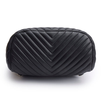 Chanel Black Chevron Quilted Lambskin Leather Small Urban Spirit Backpack