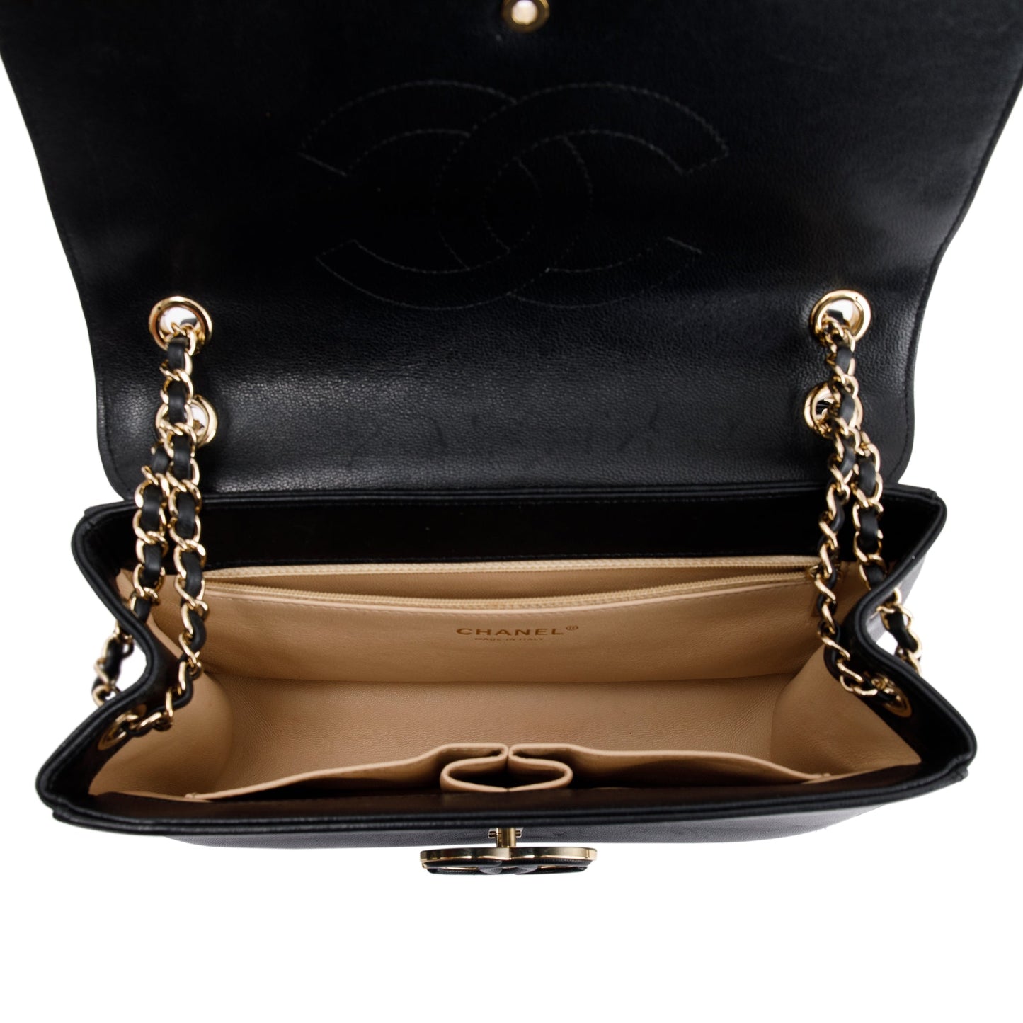 Chanel Black Chevron Subtle Flap Bag