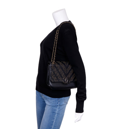 Chanel Black Chevron Subtle Flap Bag