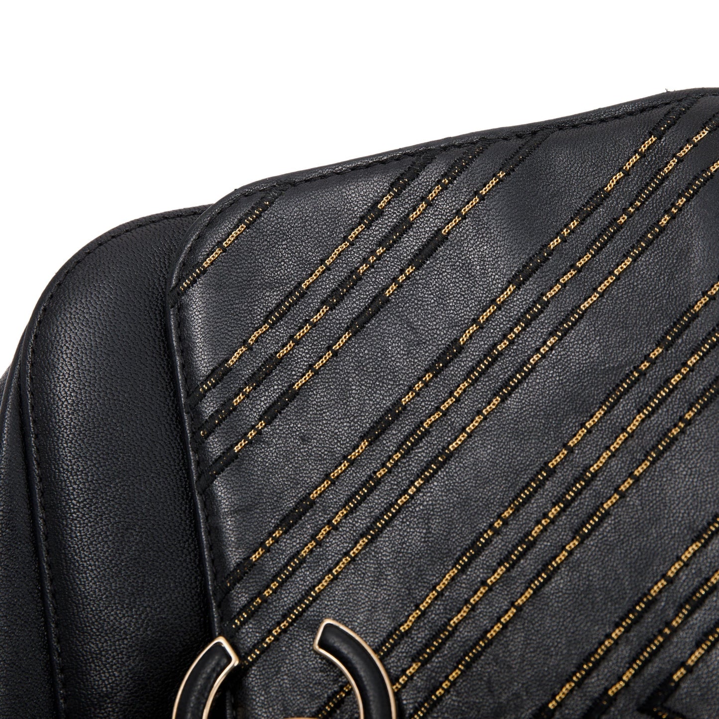 Chanel Black Chevron Subtle Flap Bag