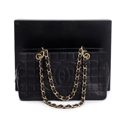 Chanel Black Chocolate Bar Quilted Leather Petit Timeless Tote