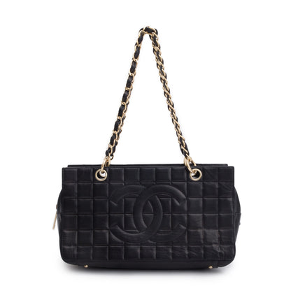 Chanel Black Chocolate Bar Quilted Leather Petit Timeless Tote