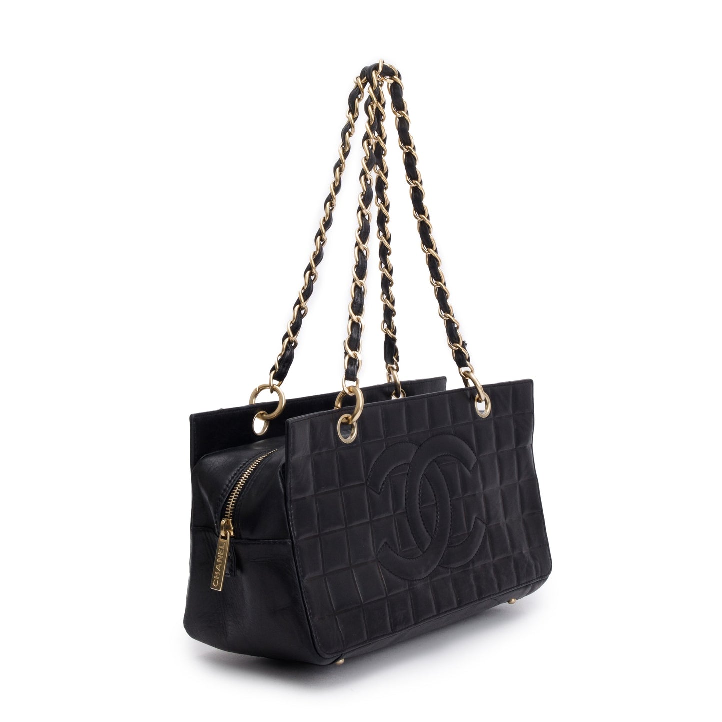 Chanel Black Chocolate Bar Quilted Leather Petit Timeless Tote