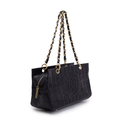 Chanel Black Chocolate Bar Quilted Leather Petit Timeless Tote