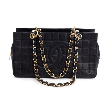 Chanel Black Chocolate Bar Quilted Leather Petit Timeless Tote