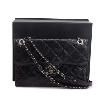 Chanel Black Glazed Caviar Leather Medium CC Crave Flap Bag
