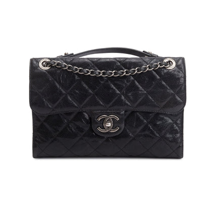 Chanel Black Glazed Caviar Leather Medium CC Crave Flap Bag