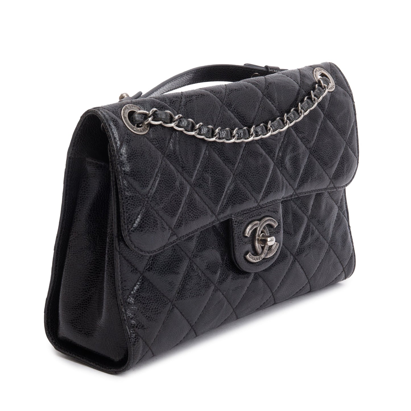 Chanel Black Glazed Caviar Leather Medium CC Crave Flap Bag
