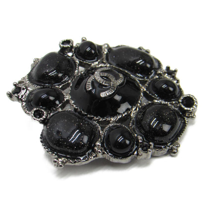 CHANEL BLACK GLITTER GRIPOIX BYZANTINE BROOCH