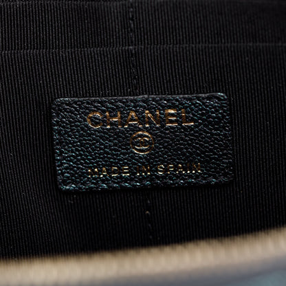 Chanel Black Iridescent Caviar Leather Classic Pouch with Handle