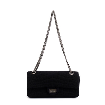 Chanel Black Jersey Coco's Croc 2.55 Reissue East/West Double Flap Bag
