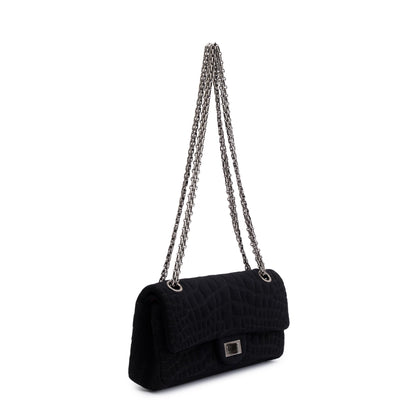 Chanel Black Jersey Coco's Croc 2.55 Reissue East/West Double Flap Bag