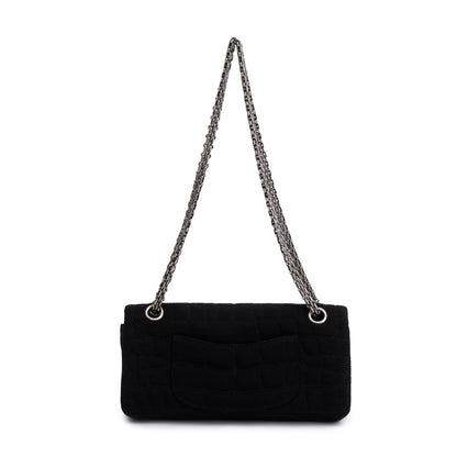 Chanel Black Jersey Coco's Croc 2.55 Reissue East/West Double Flap Bag
