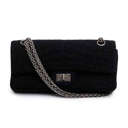 Chanel Black Jersey Coco's Croc 2.55 Reissue East/West Double Flap Bag