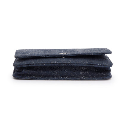 Chanel Black Lace Goatskin Classic Wallet on Chain