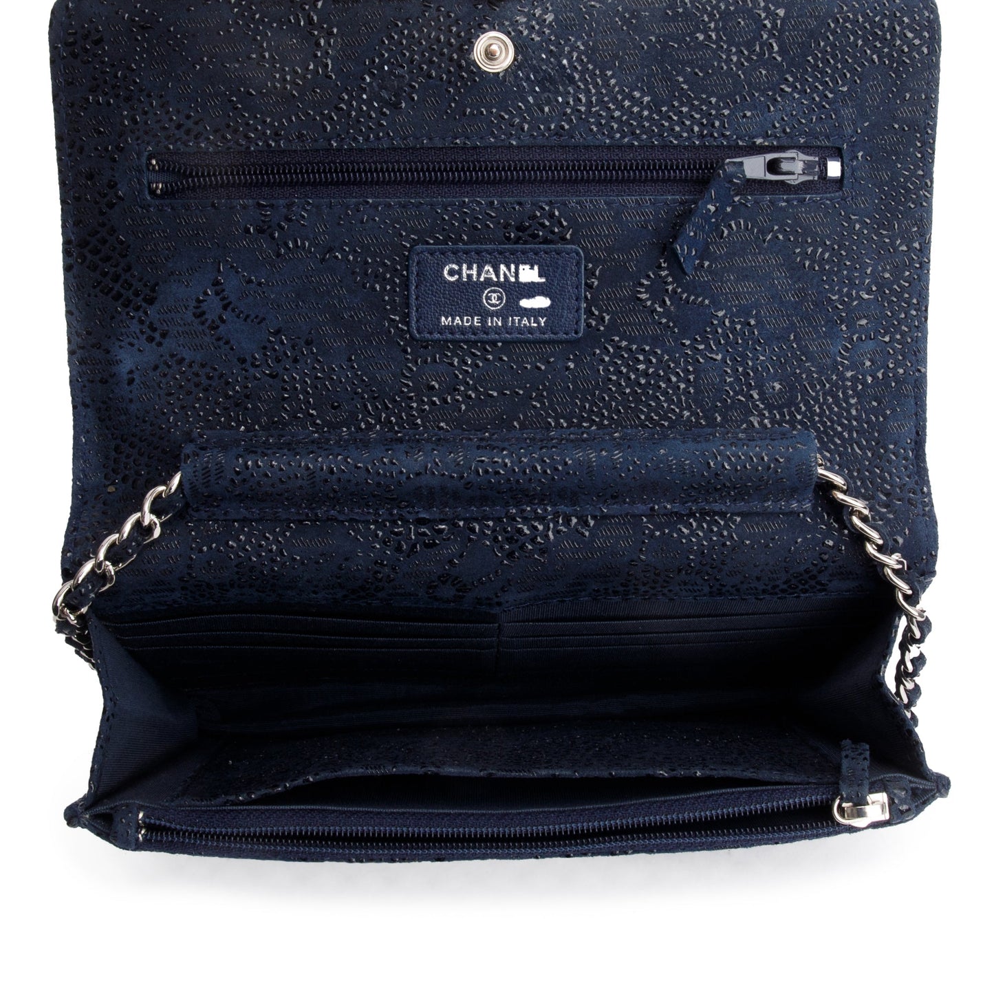 Chanel Black Lace Goatskin Classic Wallet on Chain