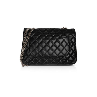 Chanel Black Lambskin Bijoux Chain Jumbo Single Flap Bag