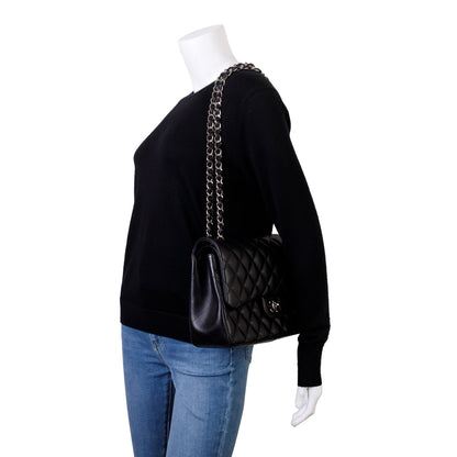 Chanel Black Lambskin Classic Jumbo Double Flap Bag