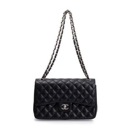 Chanel Black Lambskin Classic Jumbo Double Flap Bag