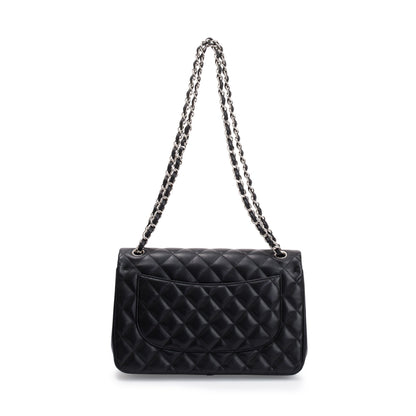 Chanel Black Lambskin Classic Jumbo Double Flap Bag