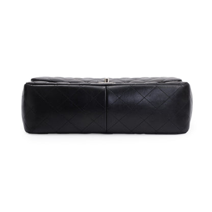 Chanel Black Lambskin Classic Jumbo Double Flap Bag
