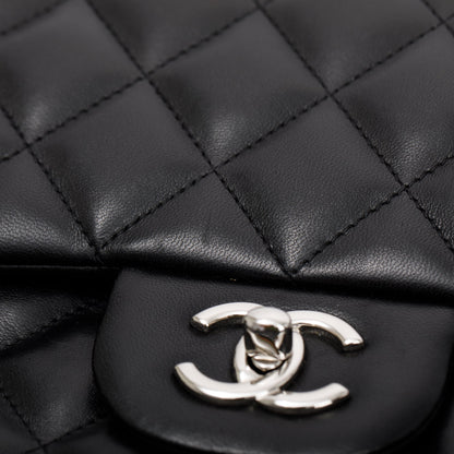 Chanel Black Lambskin Classic Jumbo Double Flap Bag