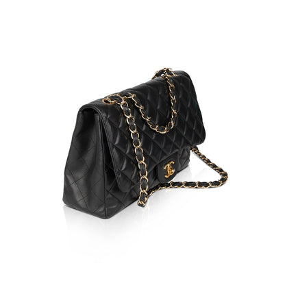 Chanel Black Lambskin Classic Jumbo Single Flap Bag