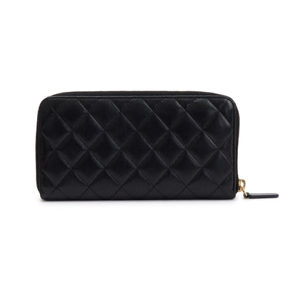 Chanel Black Lambskin Classic Long Zipped Wallet