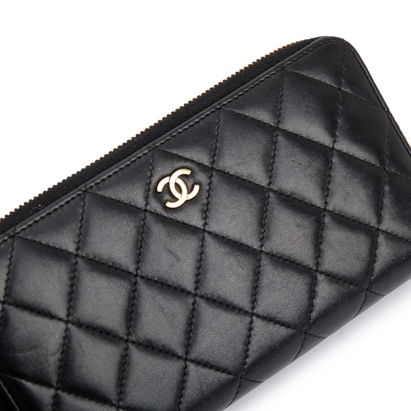 Chanel Black Lambskin Classic Long Zipped Wallet