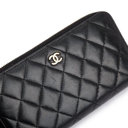 Chanel Black Lambskin Classic Long Zipped Wallet