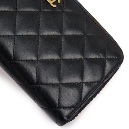 Chanel Black Lambskin Classic Long Zipped Wallet