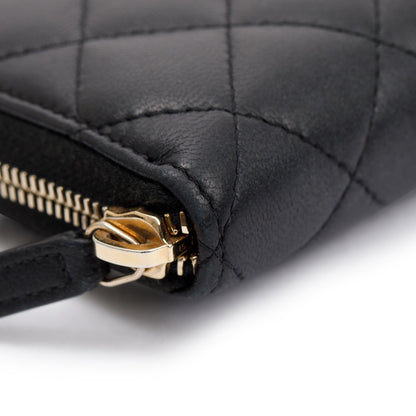 Chanel Black Lambskin Classic Long Zipped Wallet