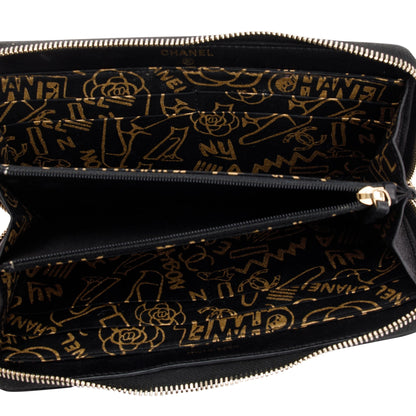 Chanel Black Lambskin Classic Long Zipped Wallet