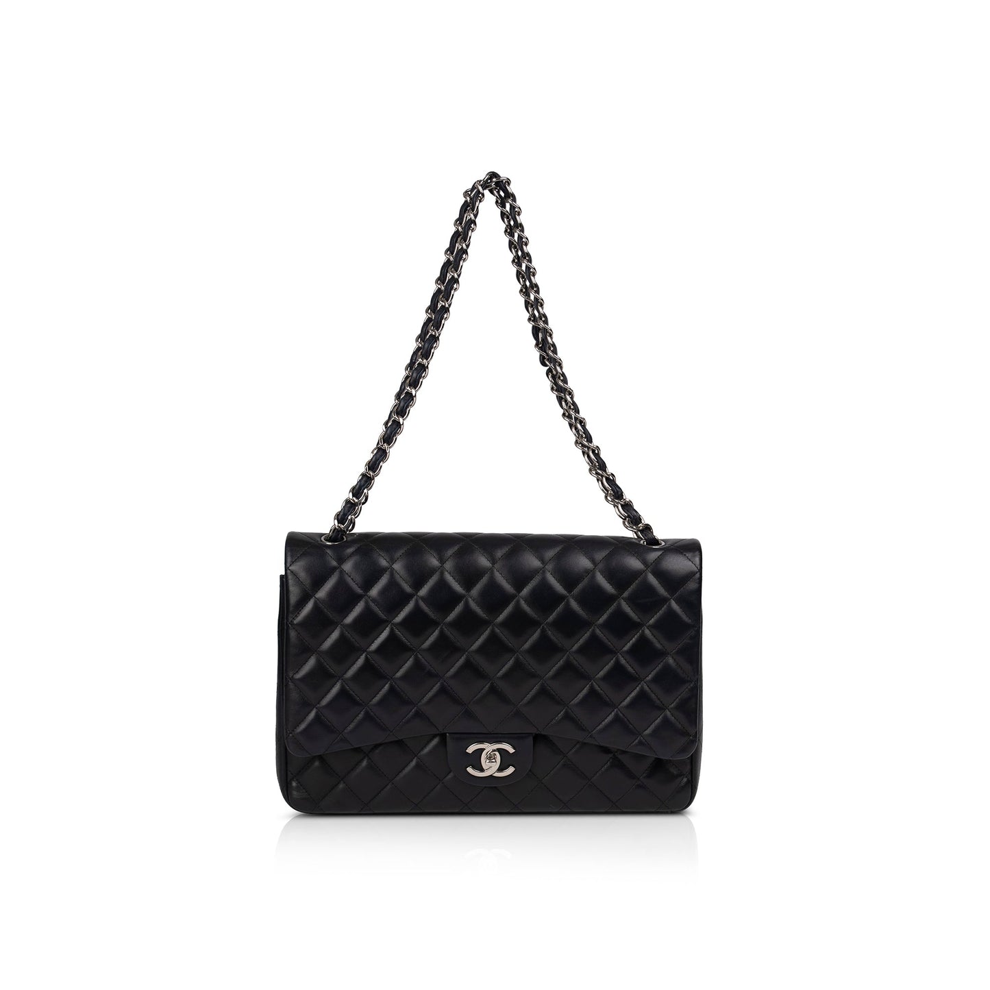 Chanel Black Lambskin Classic Maxi Double Flap Bag