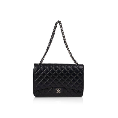 Chanel Black Lambskin Classic Maxi Double Flap Bag