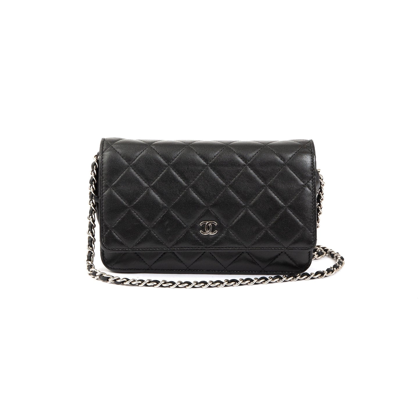 Chanel Black Lambskin Classic Wallet on Chain